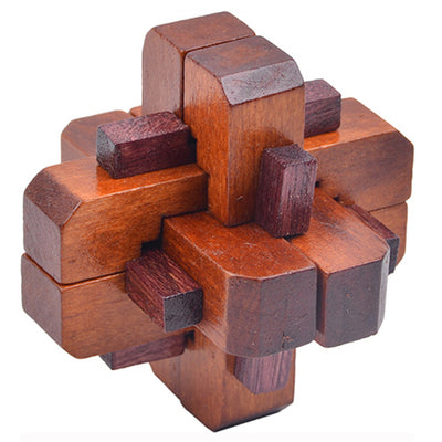 Interlocking wooden Kongming lock educational puzzle made of light rubber wood with natural texture. — view 4