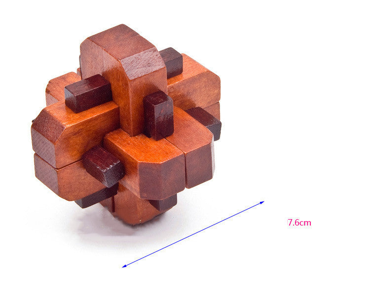 Interlocking wooden Kongming lock educational puzzle made of light rubber wood with natural texture. — view 5