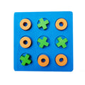 Wooden Tic Tac Toe game board with colorful X and O pieces for kids early learning