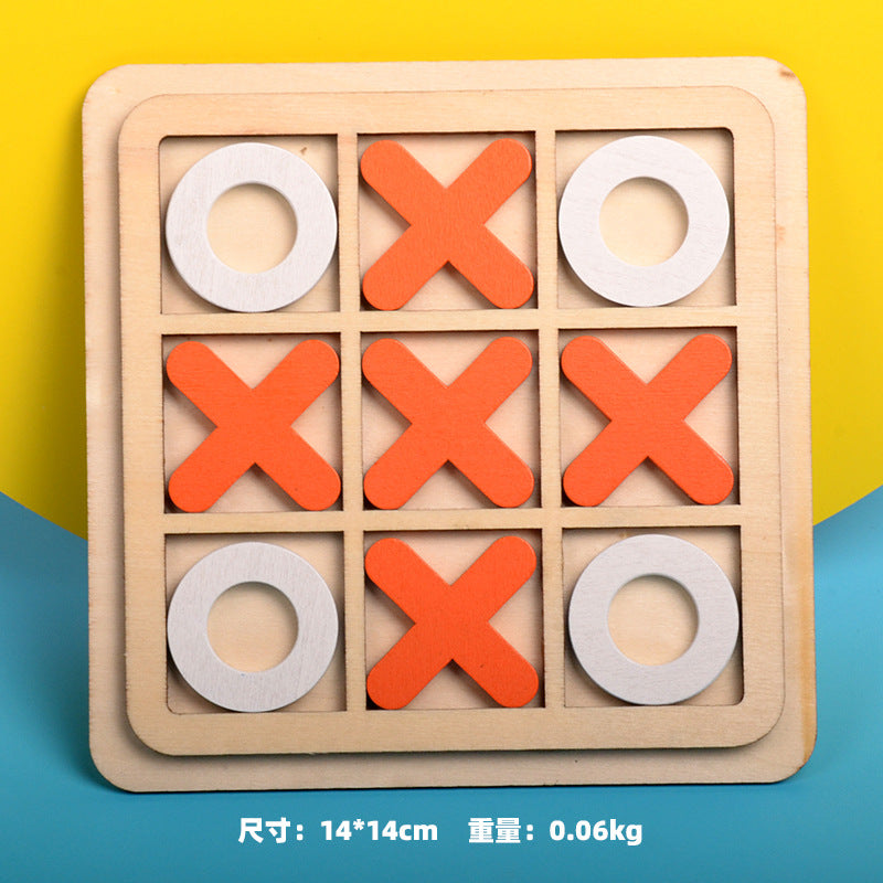 Wooden tic tac toe board game set featuring classic wooden pieces for educational family playtime — view 2
