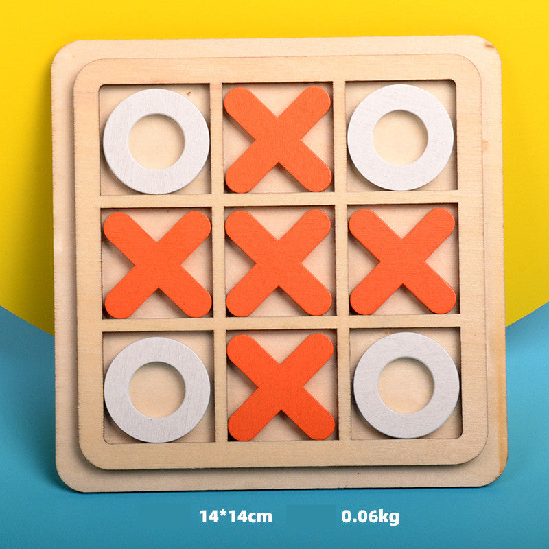 Wooden tic tac toe board game set featuring classic wooden pieces for educational family playtime — view 3