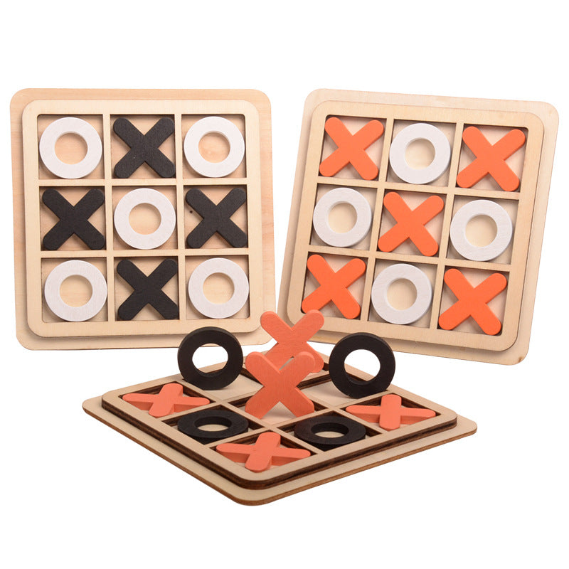Wooden tic tac toe board game set featuring classic wooden pieces for educational family playtime — view 4