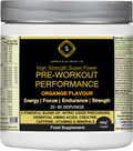 Pre-workout performance powder 440g tub in orange flavor for energy and endurance during exercise