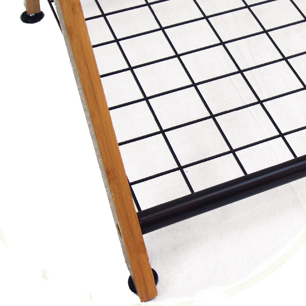Bamboo three-bag laundry sorter with an X-frame design and black removable polyester compartments — view 7