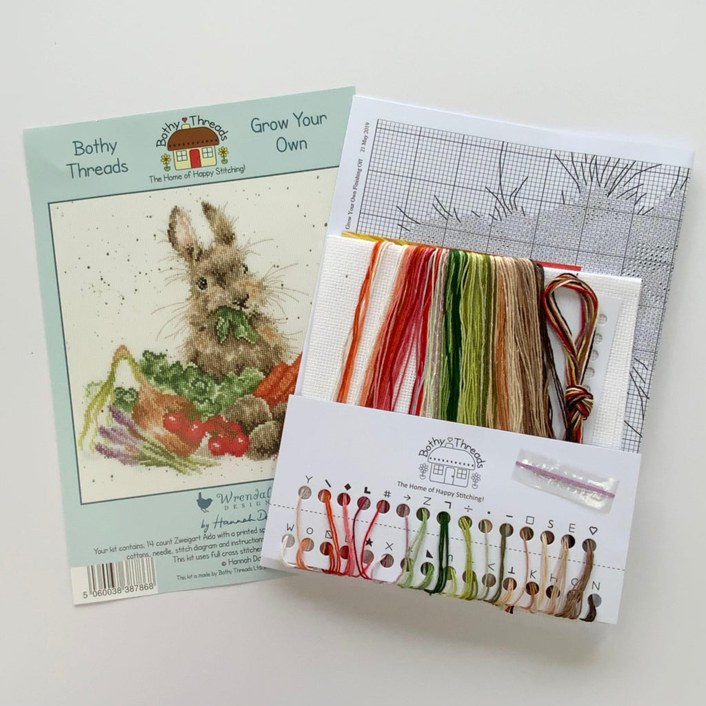 Grow Your Own counted cross stitch kit with floral design, Aida fabric, and sorted cotton threads — view 2