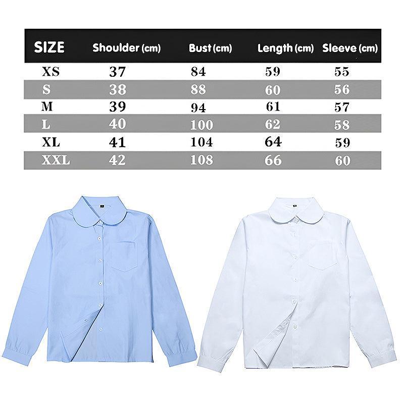 White girls Peter Pan collar long sleeve school shirt with chest pocket and adjustable button cuffs — view 3