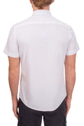 Tommy Hilfiger men's short sleeve white poplin shirt with slim fit and front pocket