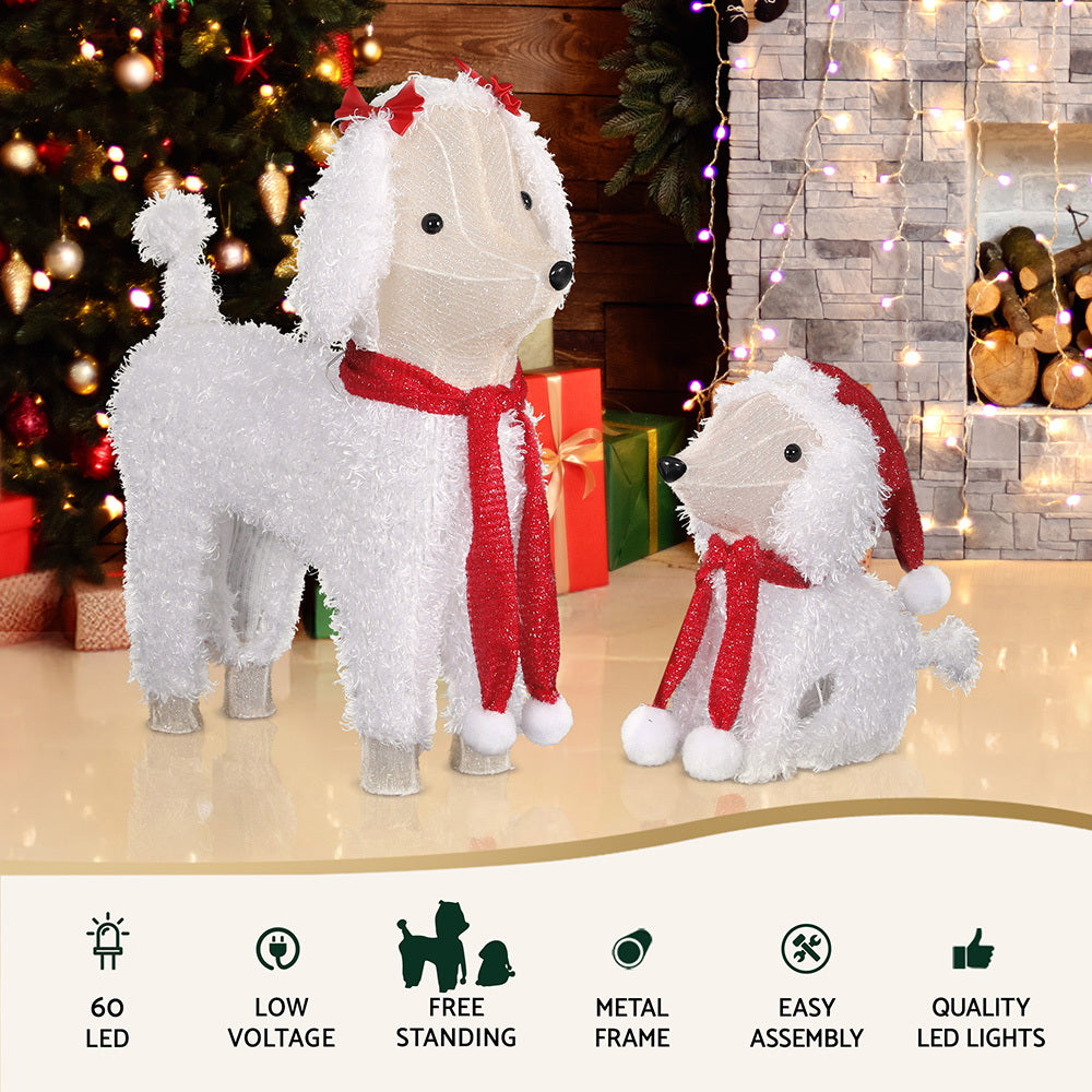 3D LED dog Christmas lights set in warm white with sturdy steel frame and fluffy design — view 4