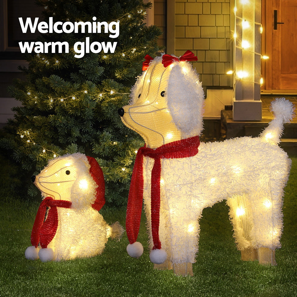 3D LED dog Christmas lights set in warm white with sturdy steel frame and fluffy design — view 5