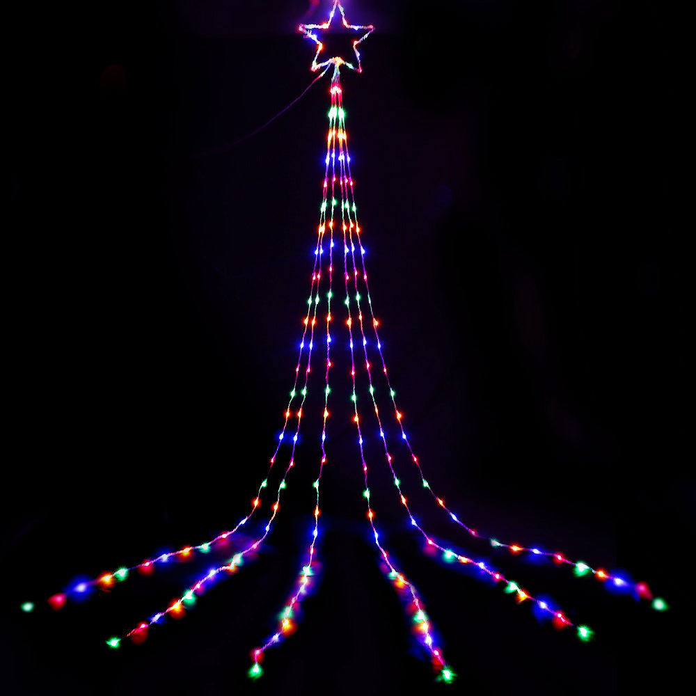 Multi-coloured 320 LED solar cascading fairy lights for outdoor festive garden decorations