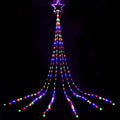 Multi-coloured 320 LED solar cascading fairy lights for outdoor festive garden decorations