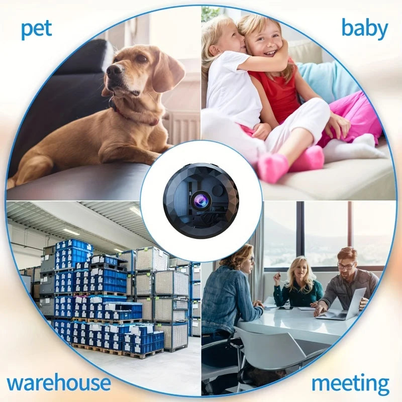 Black aluminium alloy mini wireless security camera with magnetic base and 1080P HD lens — view 3