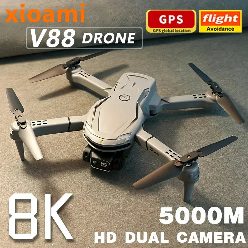 Compact portable 8K camera mini drone with folding arms and advanced GPS sensors.