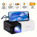 White and yellow YG300 mini portable HD LED projector with lens and control buttons