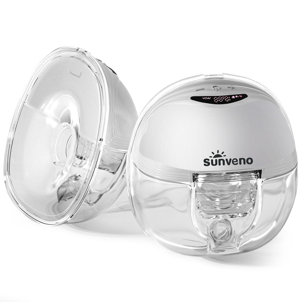 Hands-free wearable electric breast pump with milk collection cups and silicone flanges