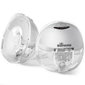 Hands-free wearable electric breast pump with milk collection cups and silicone flanges