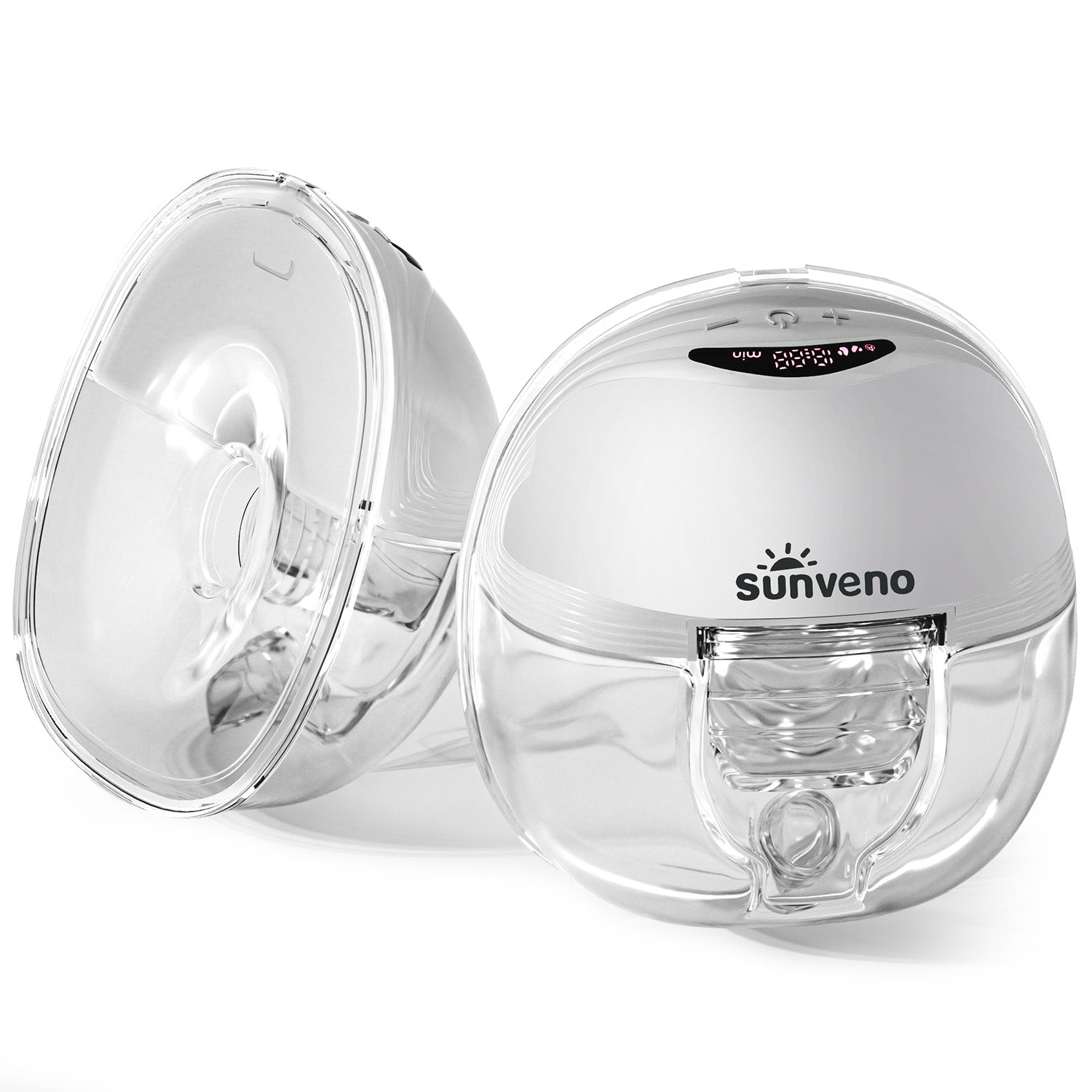 Hands-free wearable electric breast pump with milk collection cups and silicone flanges