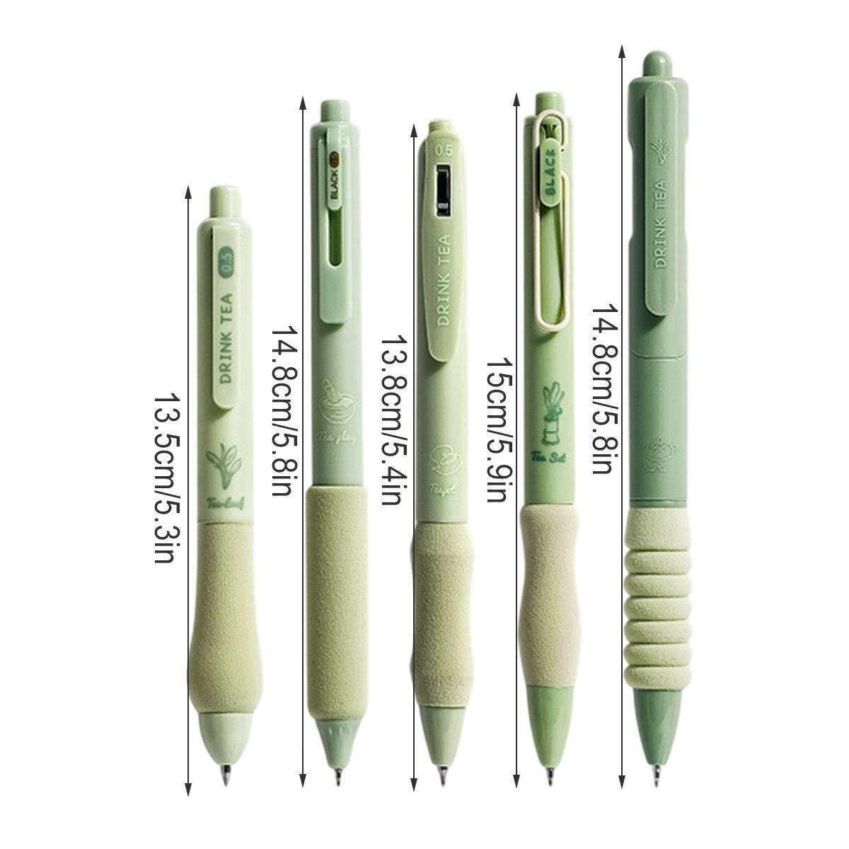 Five piece quick dry ballpoint pen set in assorted colors with textured ergonomic grips — view 3
