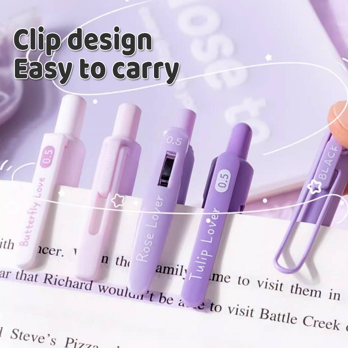 Five piece quick dry ballpoint pen set in assorted colors with textured ergonomic grips — view 5
