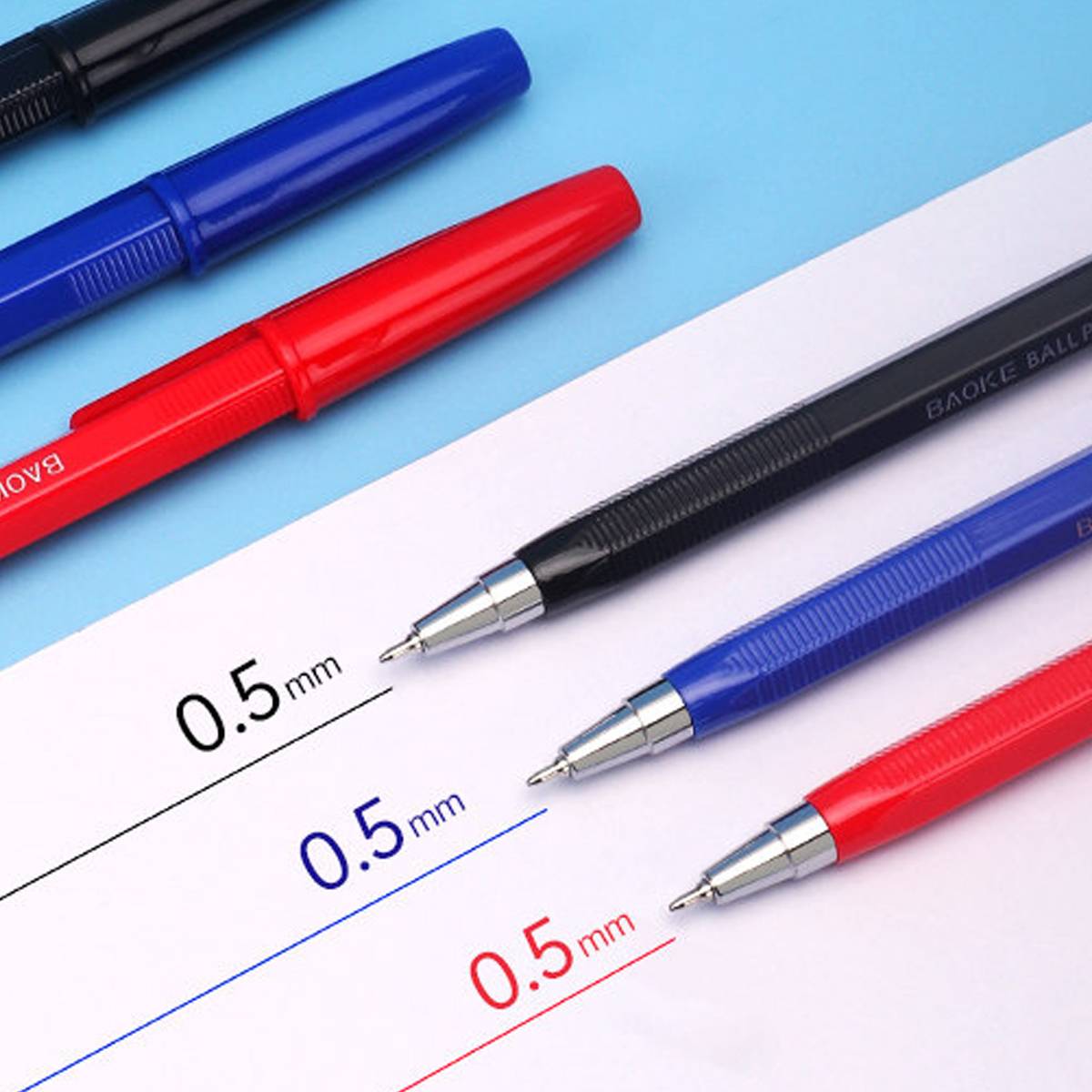 0.5mm ballpoint pen set of 12 featuring hexagonal barrels, portable clips, and quick drying ink — view 4