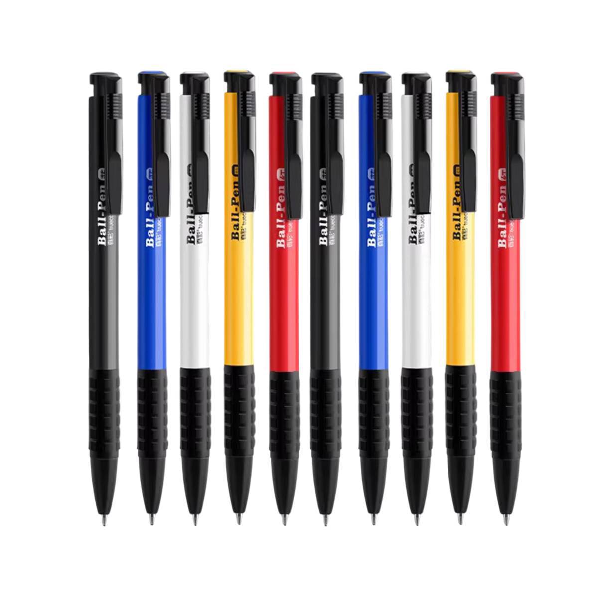 10 piece push button ballpoint pen set for office and school with an ergonomic grip — view 2