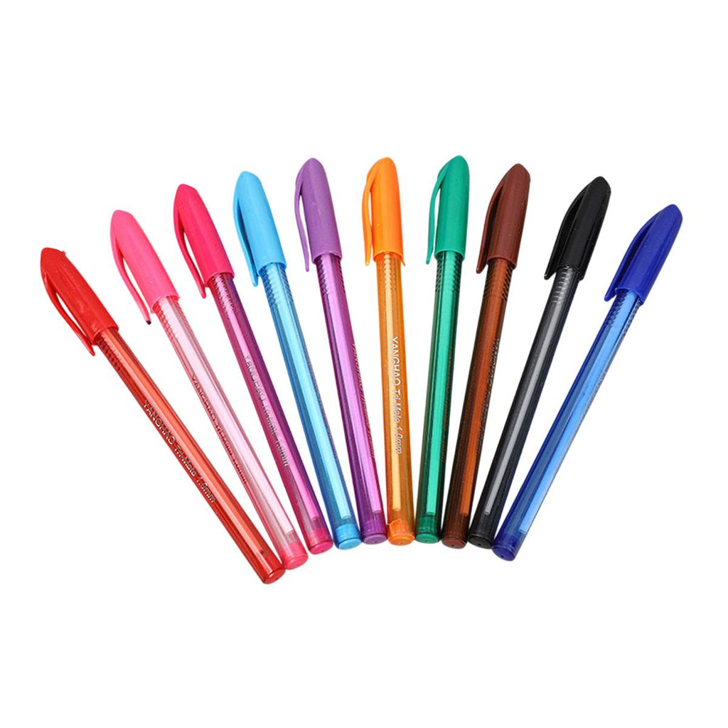 Colourful ballpoint pen set with transparent barrels in multi-colour pack for office and school. — view 2