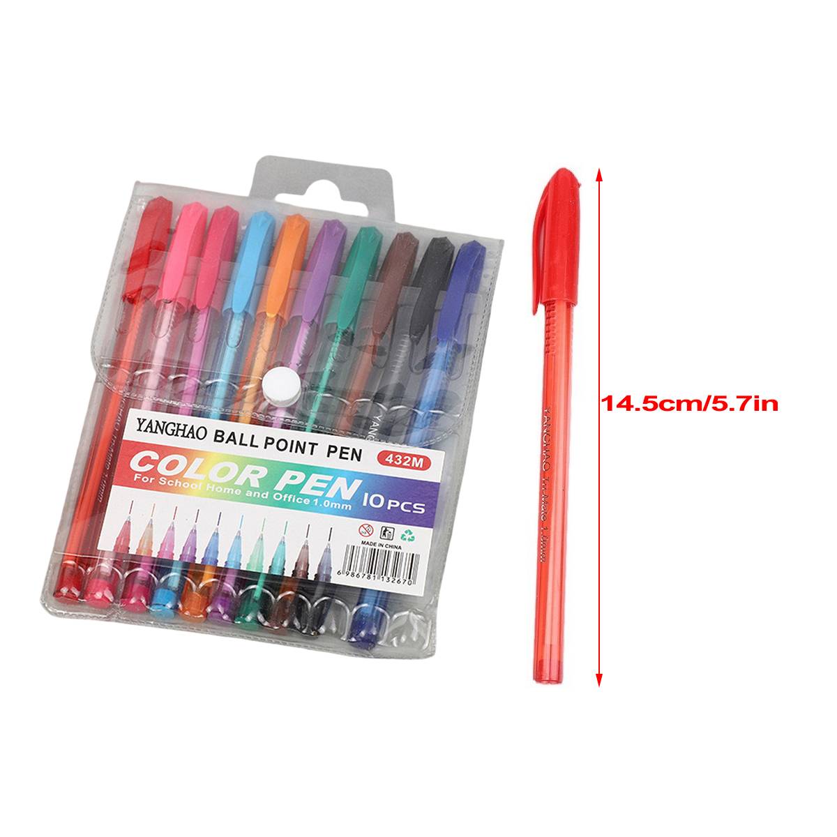 Colourful ballpoint pen set with transparent barrels in multi-colour pack for office and school. — view 3