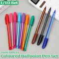 Colourful ballpoint pen set with transparent barrels in multi-colour pack for office and school.