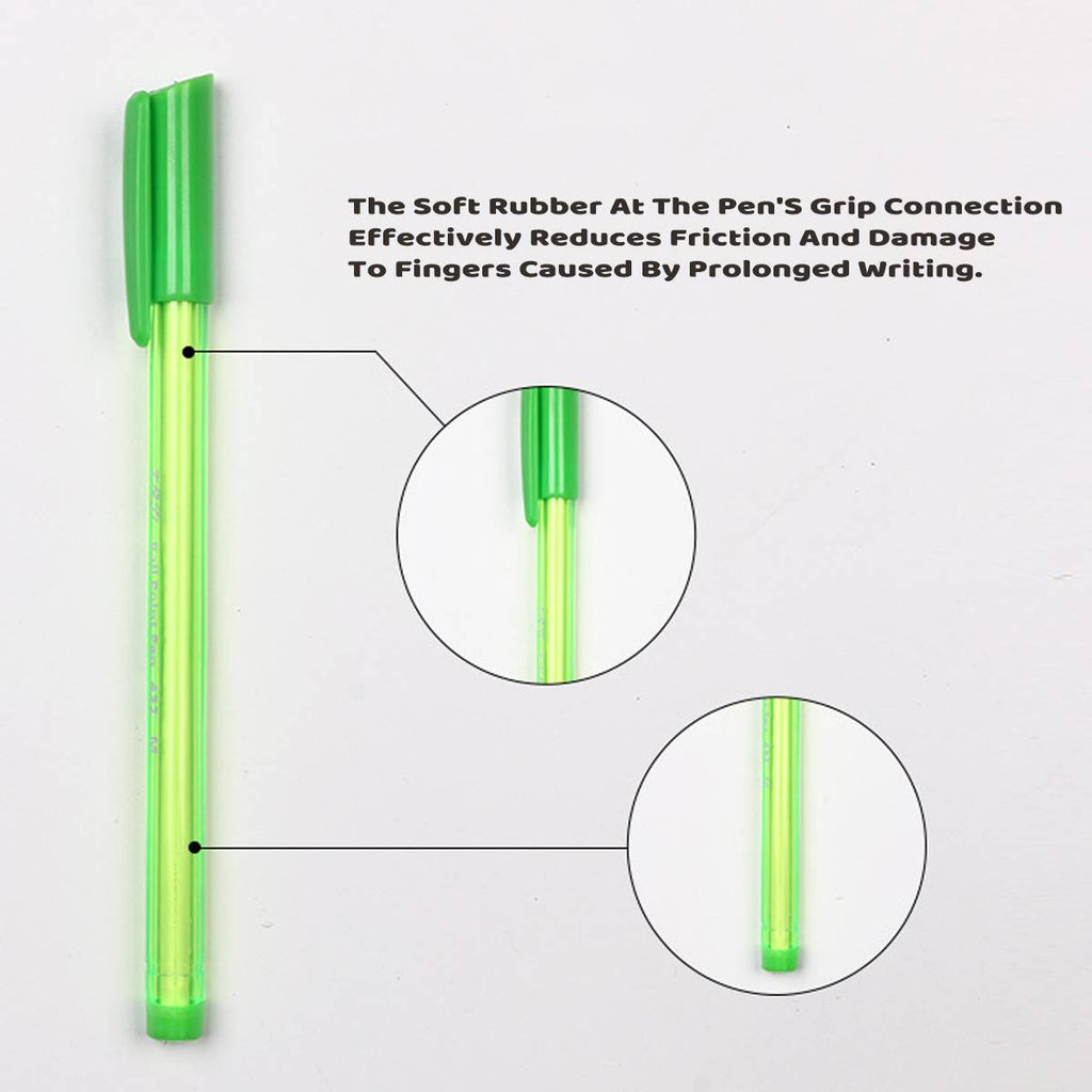 Minimalist colourful ballpoint pen set featuring transparent barrels and ergonomic textured grips — view 3