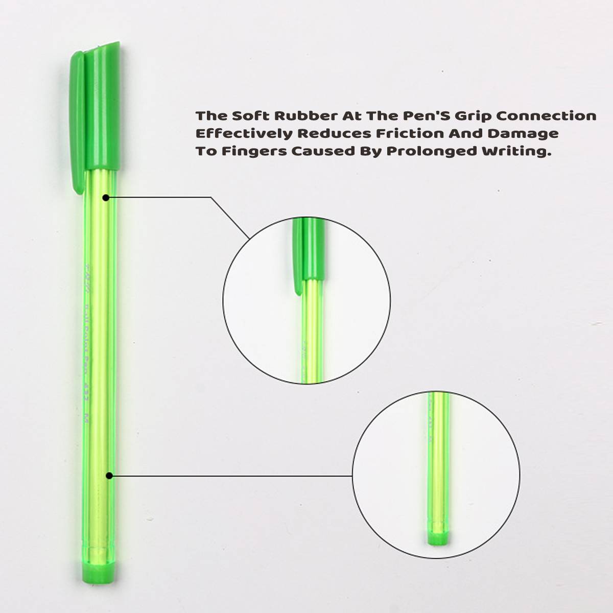 Minimalist colourful ballpoint pen set featuring transparent barrels and ergonomic textured grips — view 3