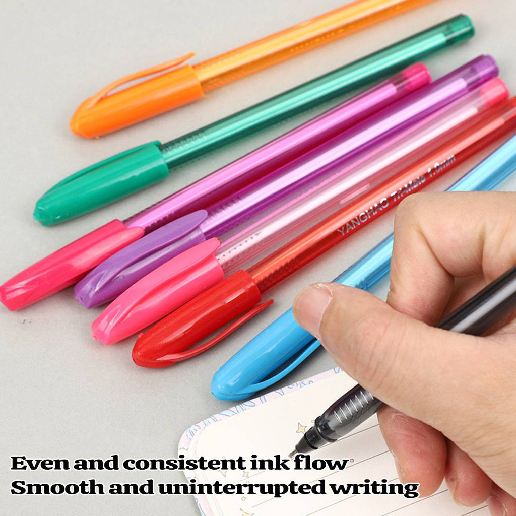 Colourful ballpoint pen set with transparent barrels in multi-colour pack for office and school. — view 4