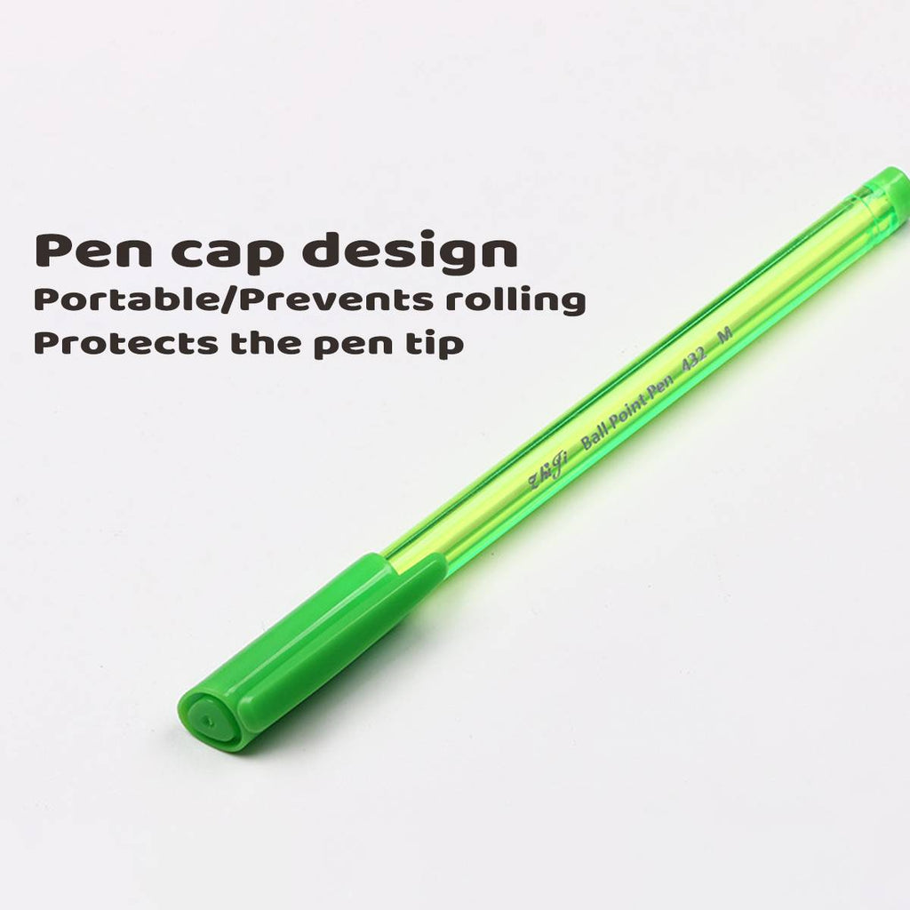 Minimalist colourful ballpoint pen set featuring transparent barrels and ergonomic textured grips — view 5
