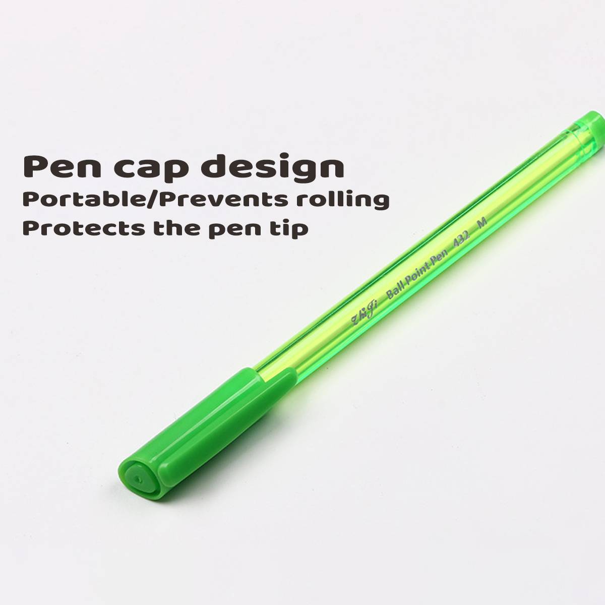 Minimalist colourful ballpoint pen set featuring transparent barrels and ergonomic textured grips — view 5