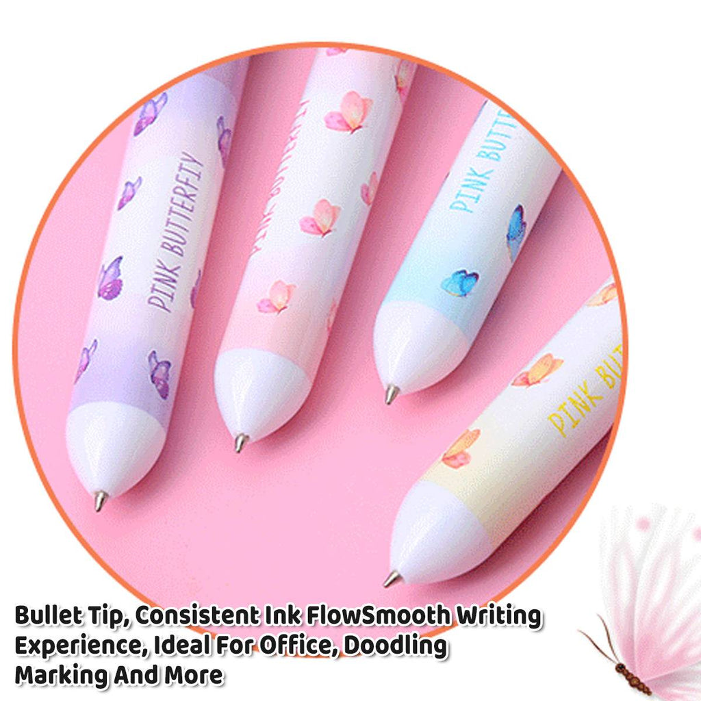 Pastel butterfly 10 colour ballpoint pen with clear sequin dome cap and retractable 0.7mm tip — view 4