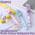 Pastel butterfly 10 colour ballpoint pen with clear sequin dome cap and retractable 0.7mm tip