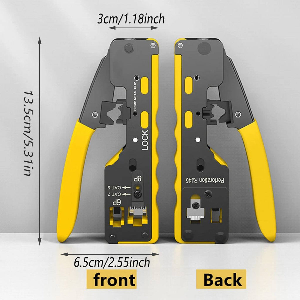 Multi-function network cable crimping tool in high-carbon steel with an ergonomic non-slip grip handle. — view 3
