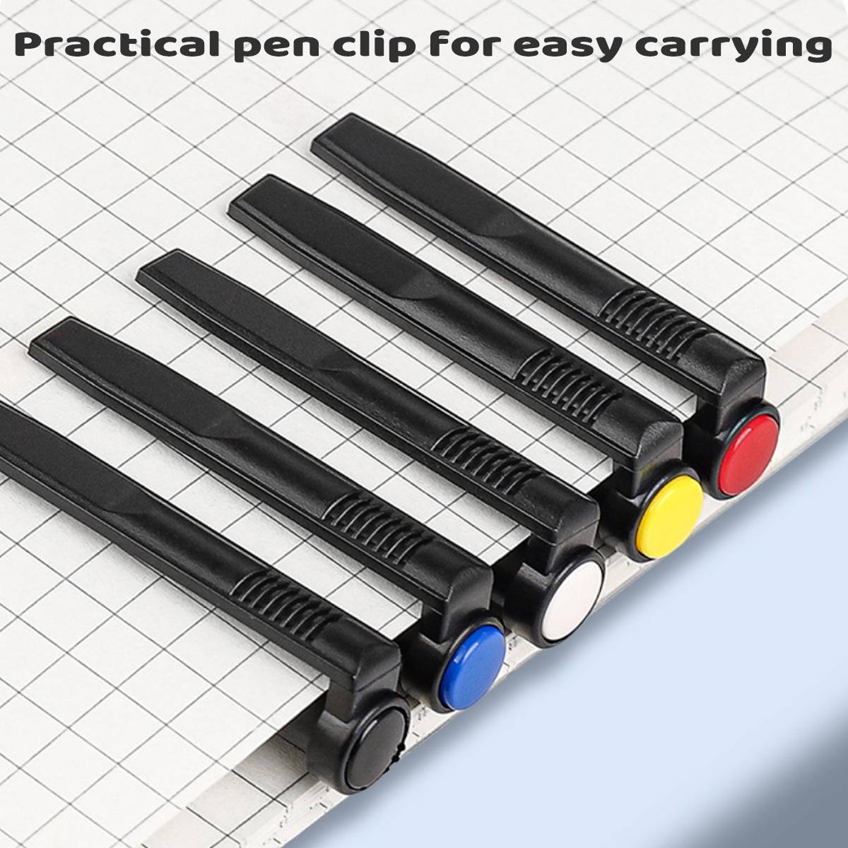 60-piece set of retractable push-button ballpoint pens with rubberized grips and metal clips — view 5