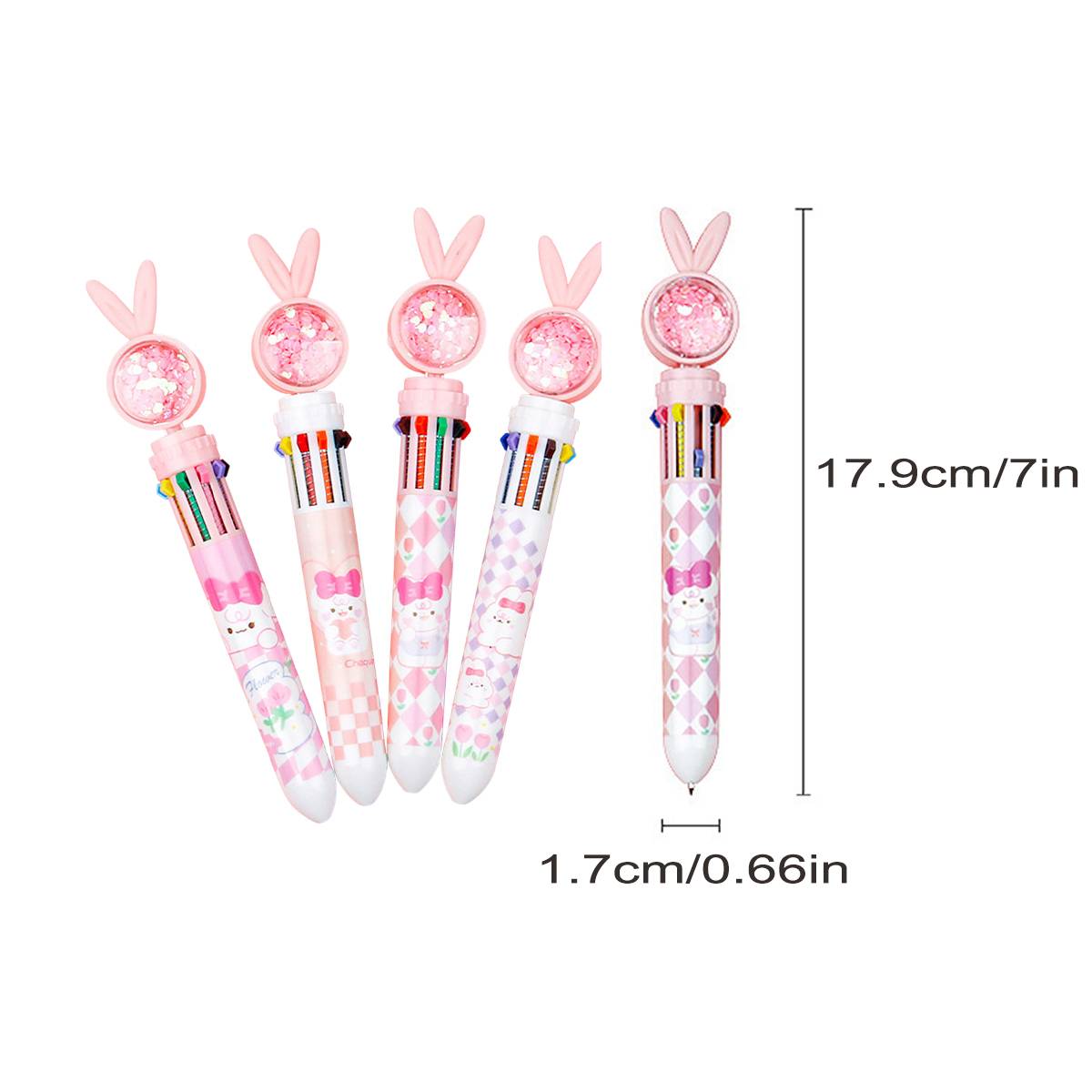 Cute 10-color cartoon ballpoint pen with push-click mechanism and vibrant plastic body — view 3