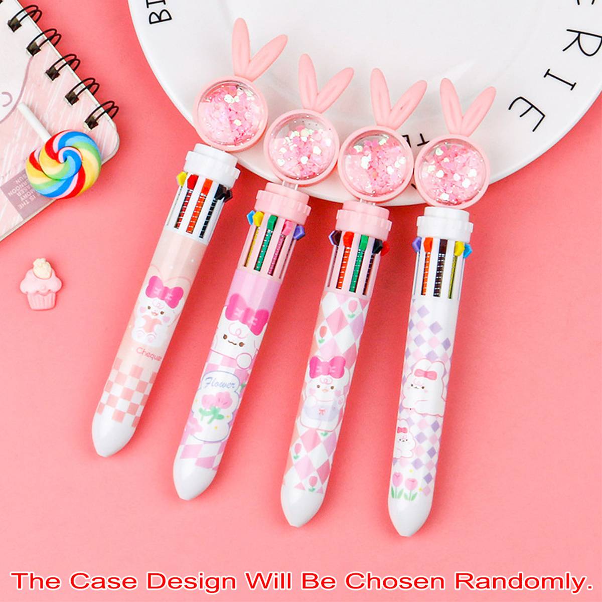 Cute 10-color cartoon ballpoint pen with push-click mechanism and vibrant plastic body — view 4