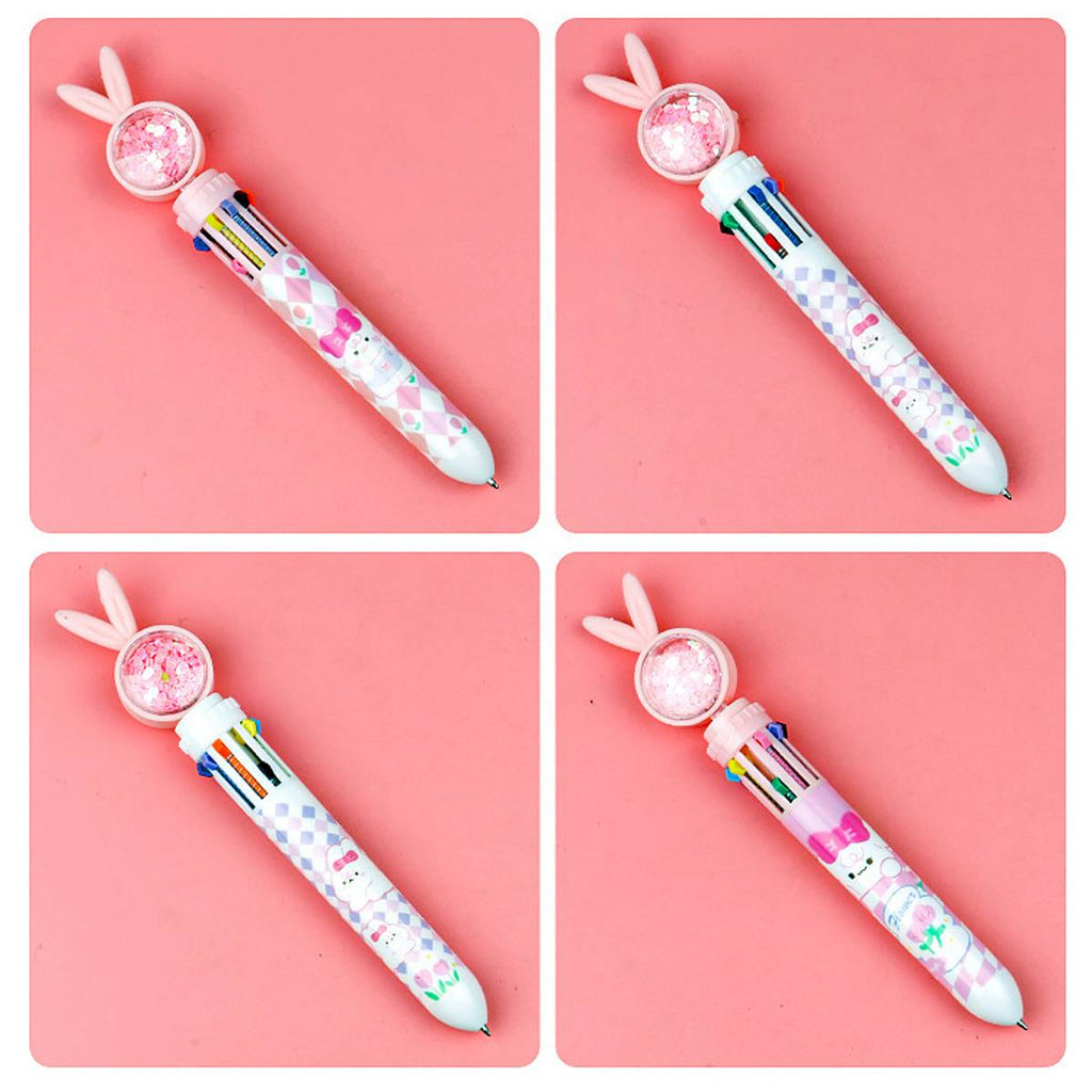 Cute 10-color cartoon ballpoint pen with push-click mechanism and vibrant plastic body — view 5