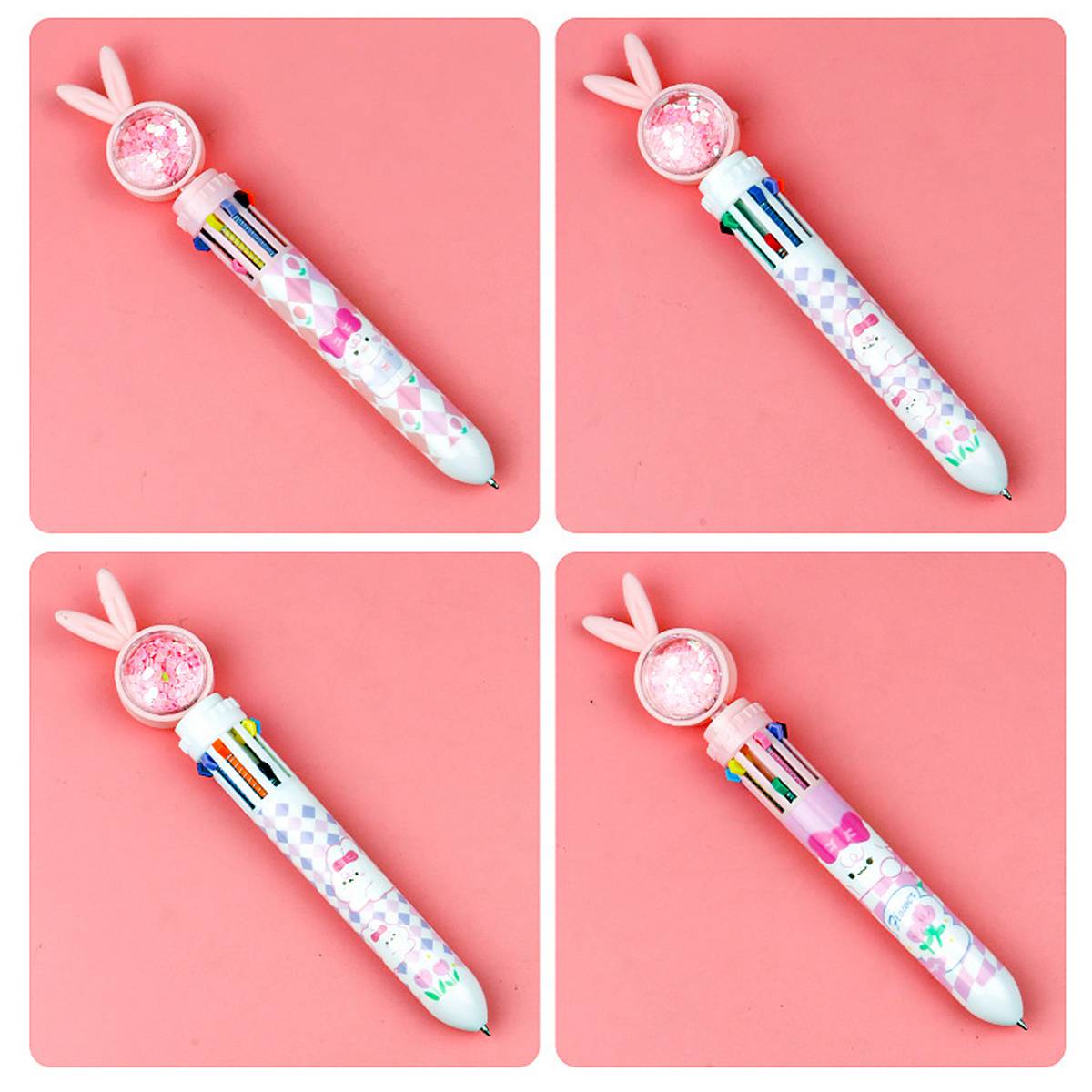Cute 10-color cartoon ballpoint pen with push-click mechanism and vibrant plastic body — view 5