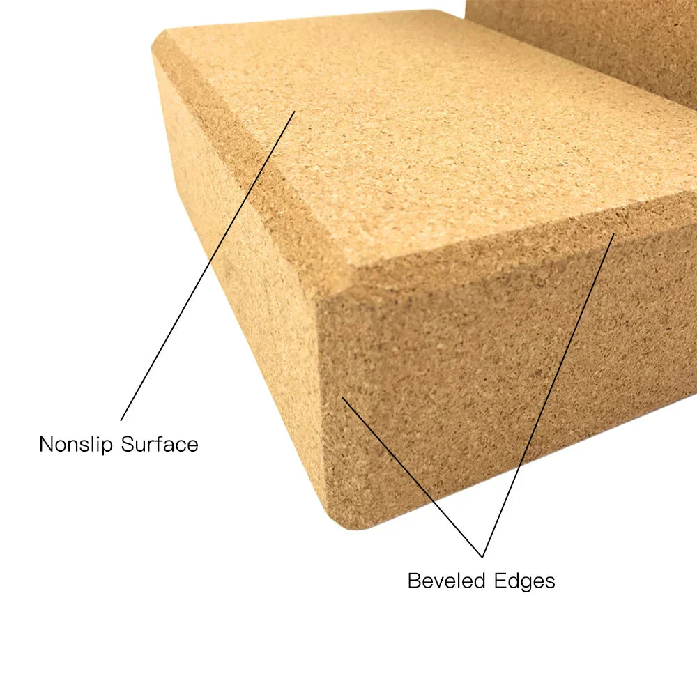 Beige yoga blocks and stretching strap set, featuring two eco-friendly cork blocks and cotton strap — view 4