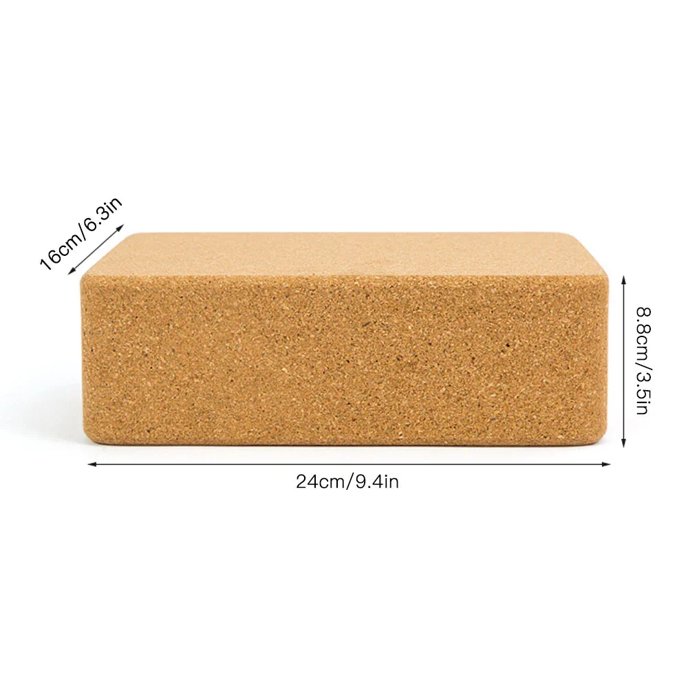 Beige yoga blocks and stretching strap set, featuring two eco-friendly cork blocks and cotton strap — view 3