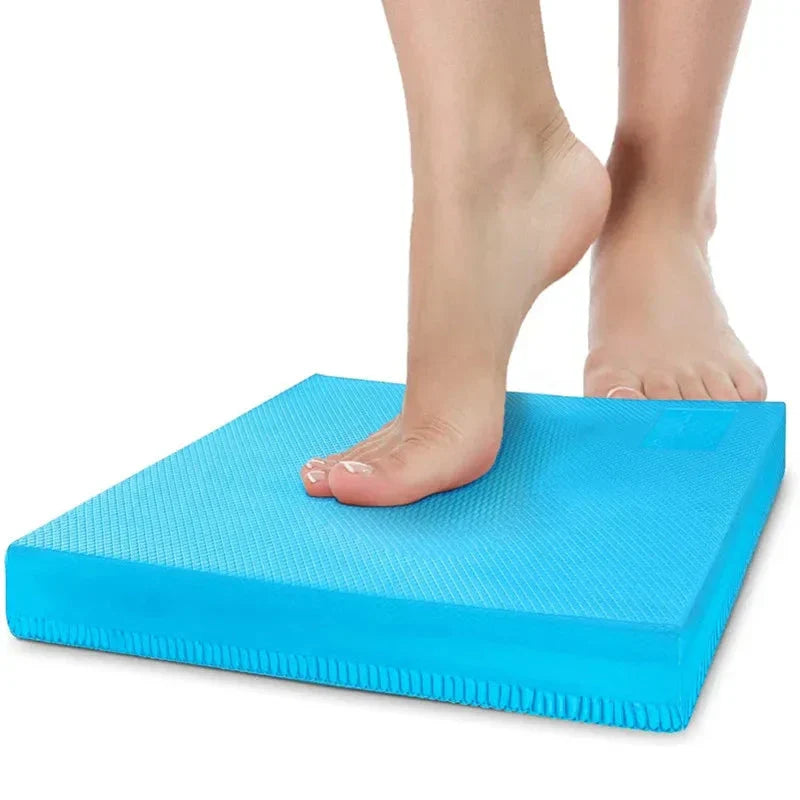 Blue non-slip yoga balance pad made of thick eco-friendly TPE foam for fitness training — view 2