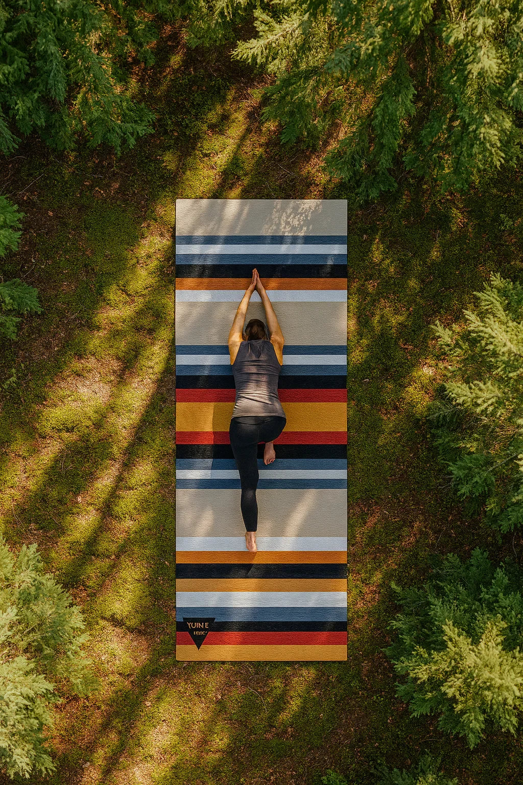 Multi-color striped eco-friendly 6mm thick yoga mat unrolled for studio workout or home fitness