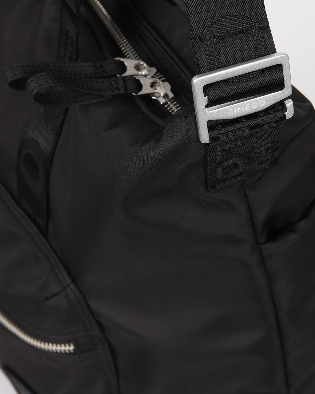 Black nylon unisex Ice laptop tote bag with top handles and a long crossbody strap — view 4