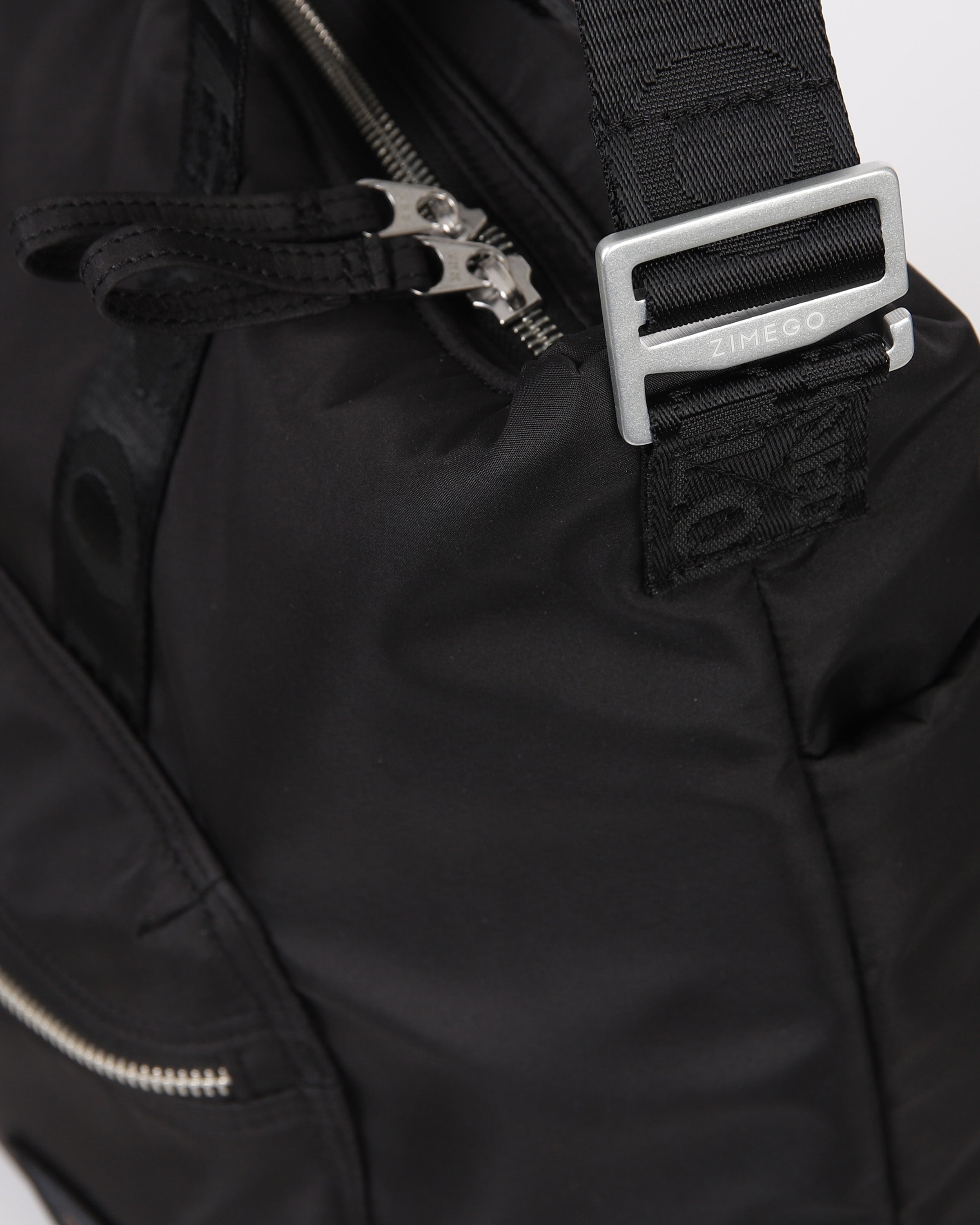Black nylon unisex Ice laptop tote bag with top handles and a long crossbody strap — view 4