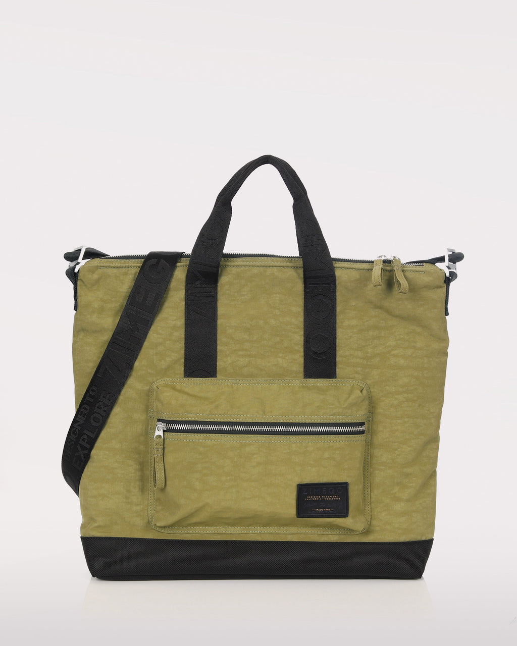 Black nylon unisex Ice laptop tote bag with top handles and a long crossbody strap — view 5