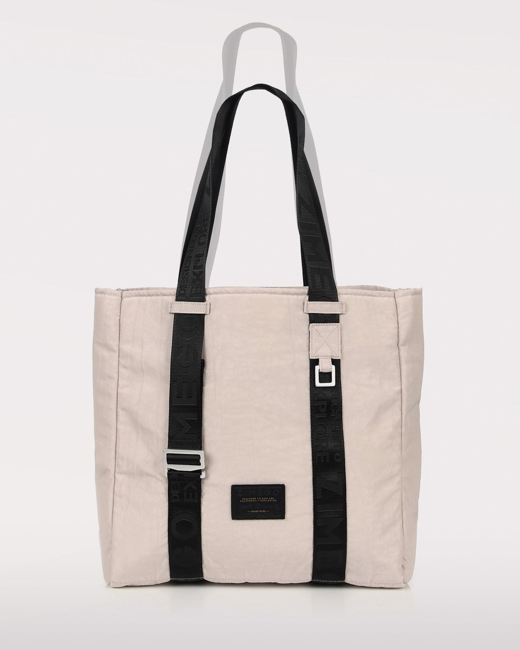 Neo laptop tote bag in mushroom pink nylon featuring adjustable silver straps and spacious compartments