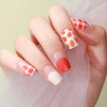 Strawberry Gingham Gel Nails-0